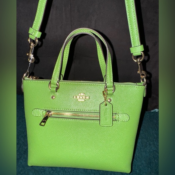 Coach CA844 Mini Gallery Crossbody Crossgrain Leather Green Brass Hardware - Picture 7 of 7